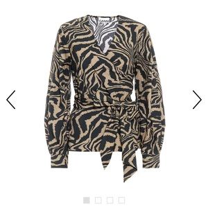 Ganni Zebra Print Wrap Top Size US 6